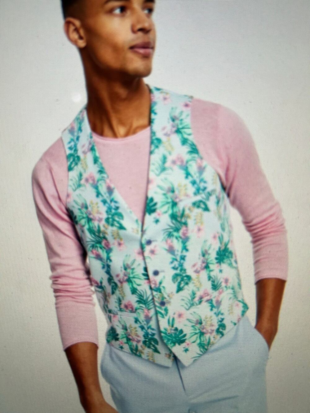NWT Bar III Mens slim fit floral vest small stretch